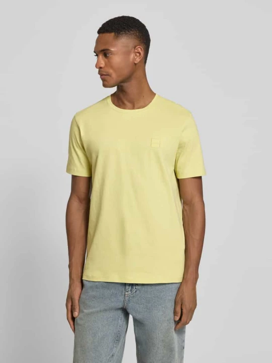 Zdjęcie produktu T-shirt o kroju regular fit z czystej bawełny model „TALES” Boss Pastelowy żółty