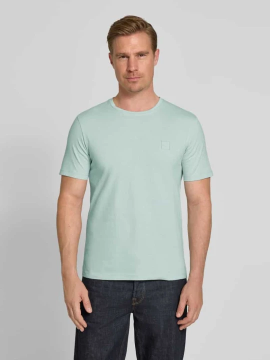 Zdjęcie produktu T-shirt o kroju regular fit z czystej bawełny model „TALES” Boss Turkusowy