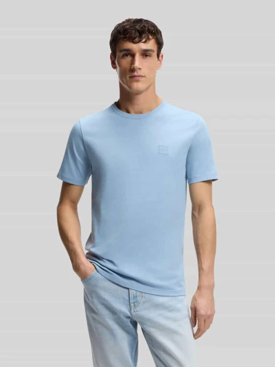 Zdjęcie produktu T-shirt o kroju regular fit z czystej bawełny model „TALES” Boss Jasnoniebieski