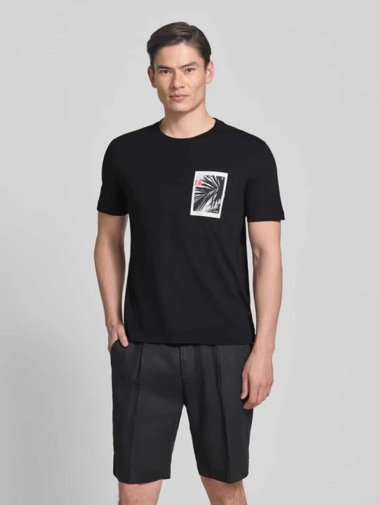 Zdjęcie produktu t-shirt o kroju regular fit z czystej bawełny model 'TE_BOARD' Boss Czarny