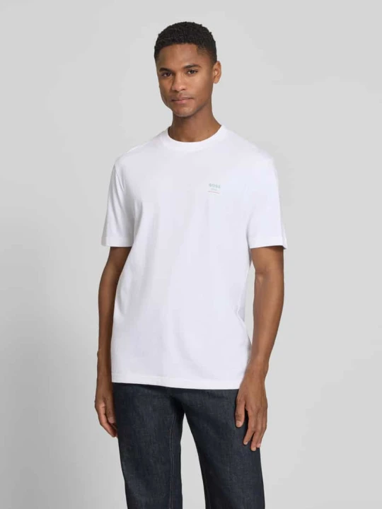Zdjęcie produktu t-shirt o kroju regular fit z czystej bawełny model 'TE_GROOVE' Boss Biały