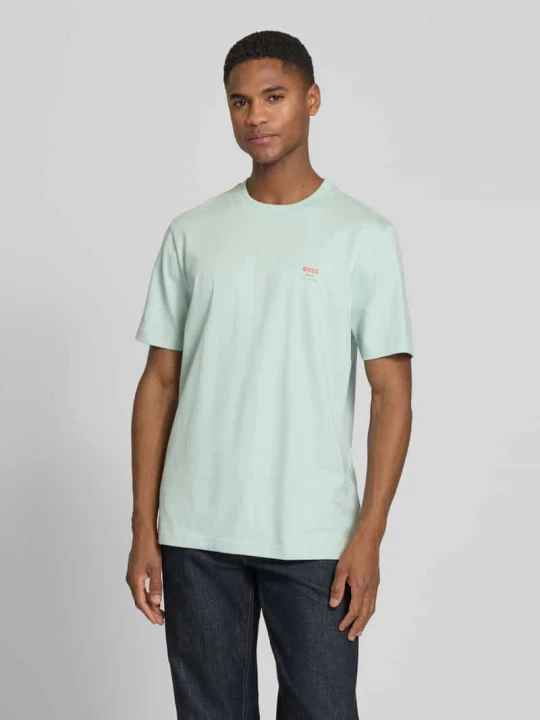 Zdjęcie produktu t-shirt o kroju regular fit z czystej bawełny model 'TE_GROOVE' Boss Turkusowy