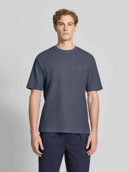 Zdjęcie produktu t-shirt o kroju regular fit z czystej bawełny model 'Te_Rib' Boss Brudnoróżowy