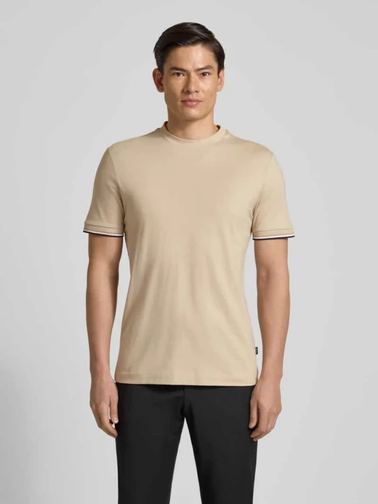 Zdjęcie produktu t-shirt o kroju regular fit z czystej bawełny model 'THOMPSON' Boss Beżowy