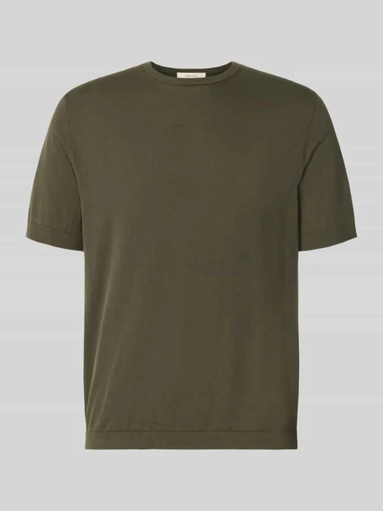 Zdjęcie produktu t-shirt o kroju regular fit z czystej bawełny model 'TORINO' Selected Ciemnozielony