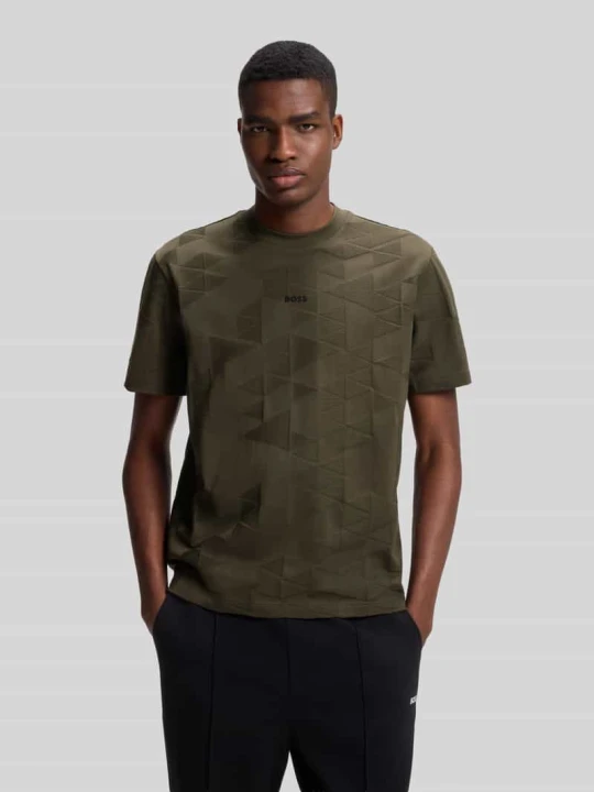 Zdjęcie produktu T-shirt o kroju regular fit z czystej bawełny model 'TS_NETWORK JQ' Boss Oliwkowy
