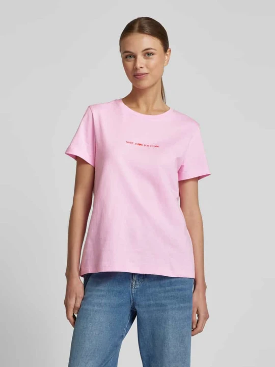 Zdjęcie produktu T-shirt o kroju regular fit z czystej bawełny model ‘VANESSA’ Vero Moda Jasnoróżowy