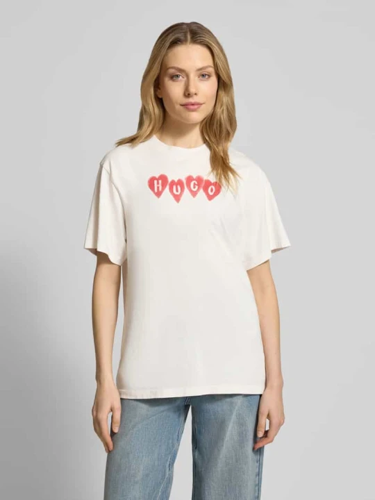 Zdjęcie produktu T-shirt o kroju regular fit z czystej bawełny model „VINTAGE TEE_22” Hugo Złamany biały