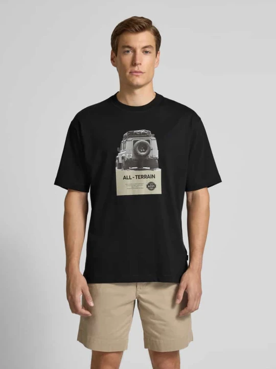 Zdjęcie produktu T-shirt o kroju regular fit z czystej bawełny model ‘WAGON’ Boss Czarny