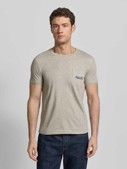 Zdjęcie produktu męski t-shirt o kroju regular fit z czystej bawełny Polo Ralph Lauren Jasnoszary melanż