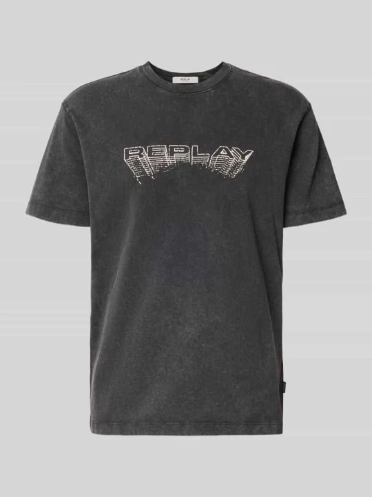 Zdjęcie produktu t-shirt o kroju regular fit z czystej bawełny Replay Czarny