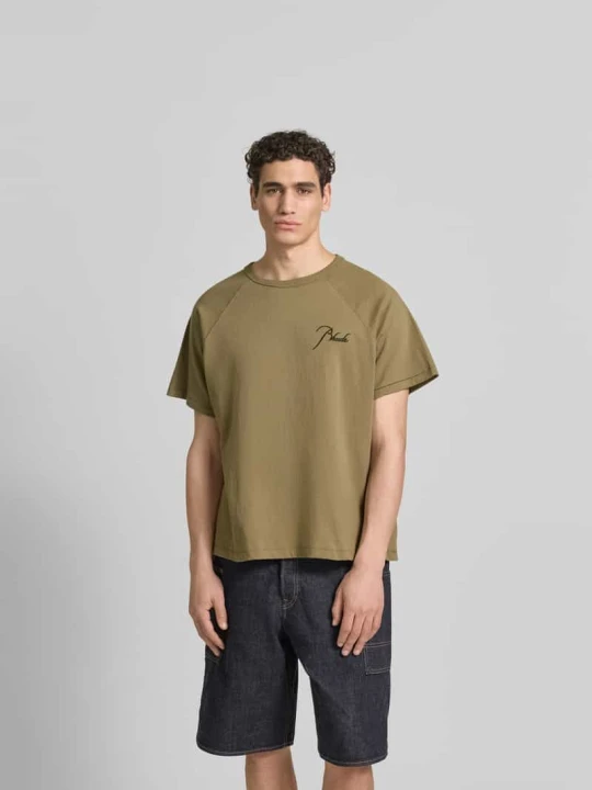 Zdjęcie produktu t-shirt o kroju regular fit z czystej bawełny Rhude Oliwkowy