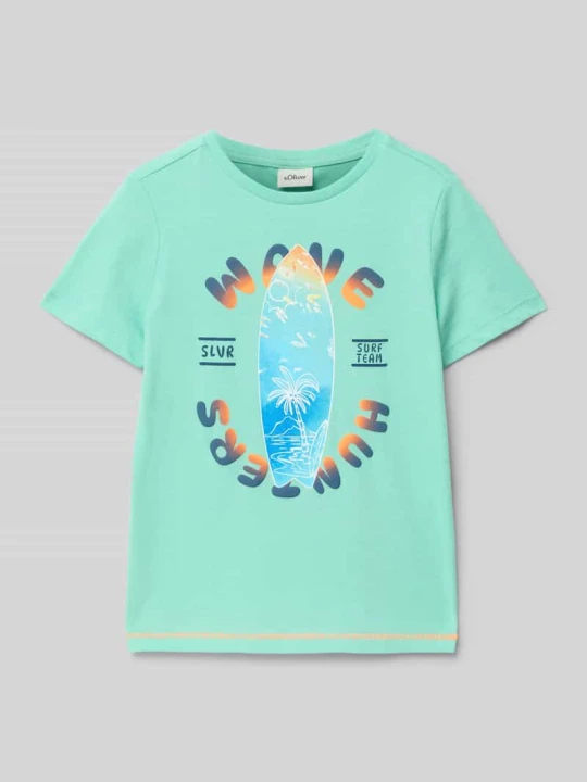 Zdjęcie produktu T-shirt o kroju regular fit z czystej bawełny s.Oliver Turkusowy