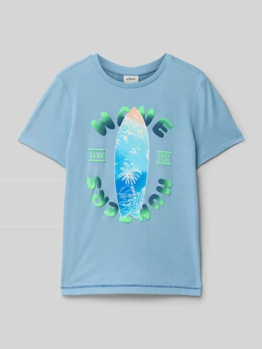 Zdjęcie produktu T-shirt o kroju regular fit z czystej bawełny s.Oliver Jasnoniebieski