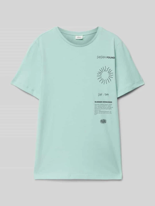 Zdjęcie produktu T-shirt o kroju regular fit z czystej bawełny s.Oliver Turkusowy