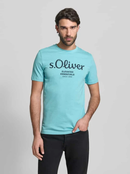 Zdjęcie produktu T-shirt o kroju regular fit z czystej bawełny s.Oliver Turkusowy