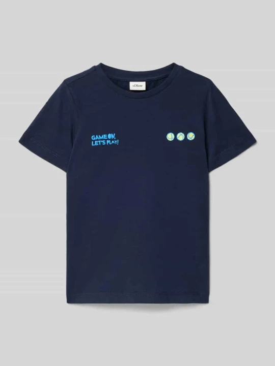 Zdjęcie produktu T-shirt o kroju regular fit z czystej bawełny s.Oliver Granatowy