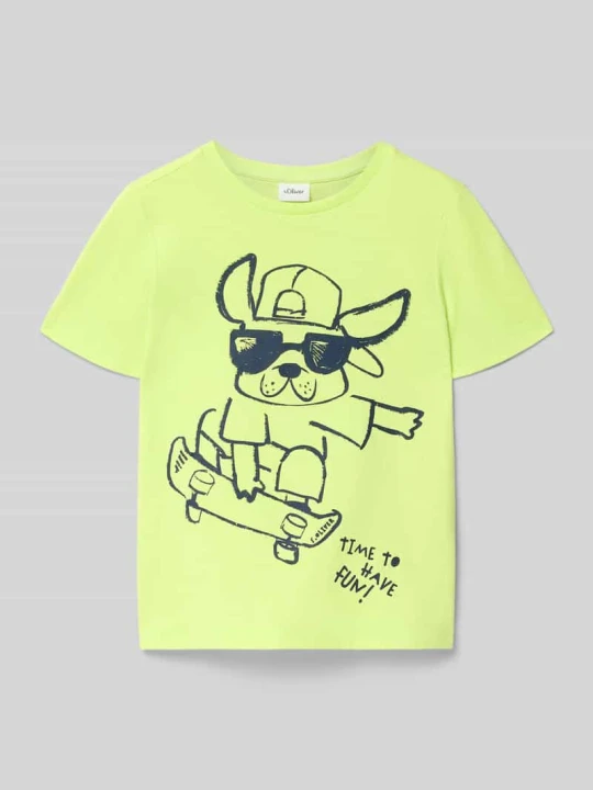 Zdjęcie produktu T-shirt o kroju regular fit z czystej bawełny s.Oliver Jasnozielony