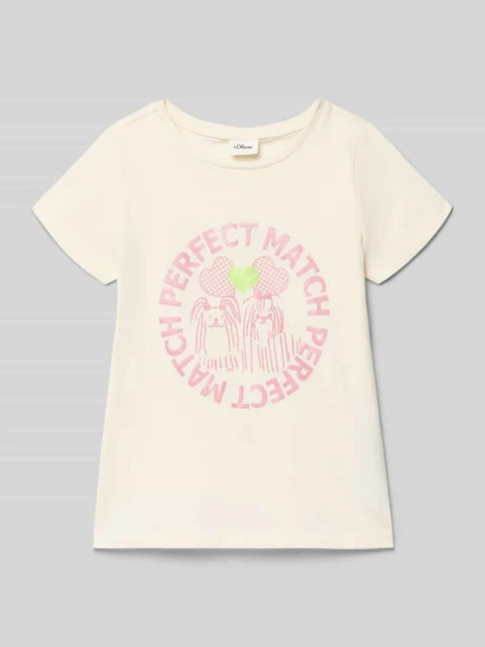 Zdjęcie produktu t-shirt o kroju regular fit z czystej bawełny s.Oliver Écru