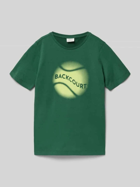 Zdjęcie produktu t-shirt o kroju regular fit z czystej bawełny s.Oliver Ciemnozielony