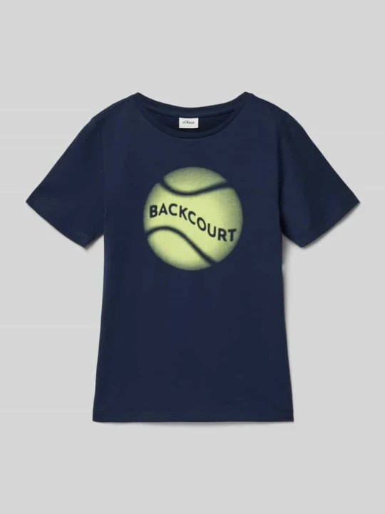 Zdjęcie produktu t-shirt o kroju regular fit z czystej bawełny s.Oliver Granatowy