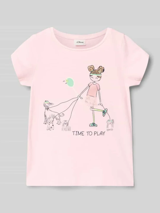Zdjęcie produktu t-shirt o kroju regular fit z czystej bawełny s.Oliver Jasnoróżowy