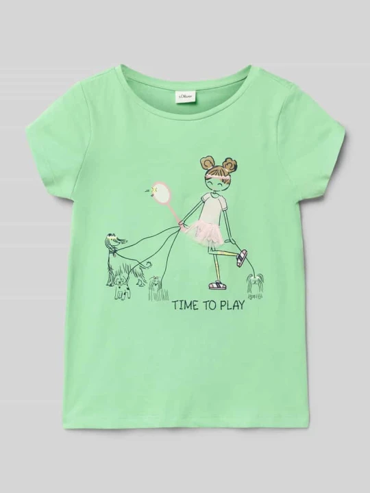 Zdjęcie produktu t-shirt o kroju regular fit z czystej bawełny s.Oliver Jasnozielony