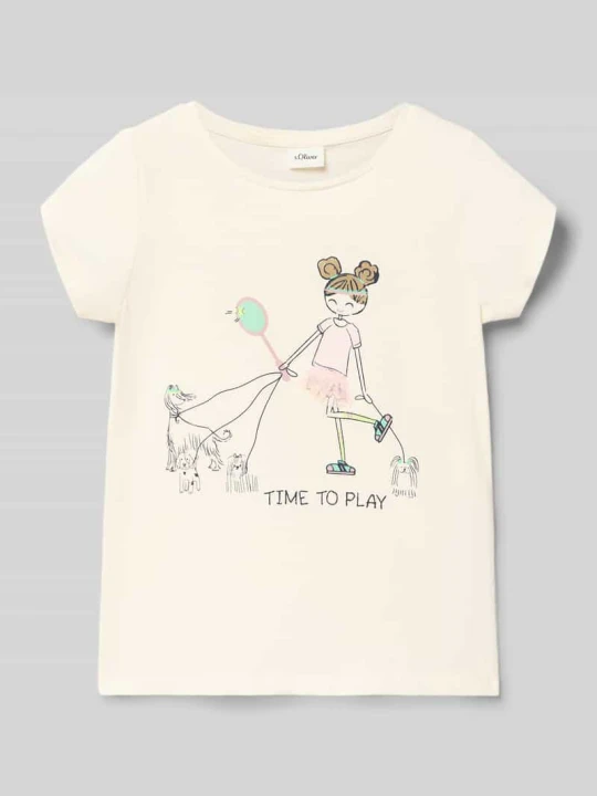 Zdjęcie produktu t-shirt o kroju regular fit z czystej bawełny s.Oliver Biały