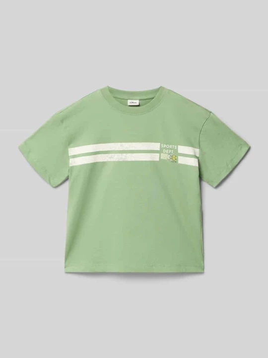 Zdjęcie produktu t-shirt o kroju regular fit z czystej bawełny s.Oliver Trzcinowy