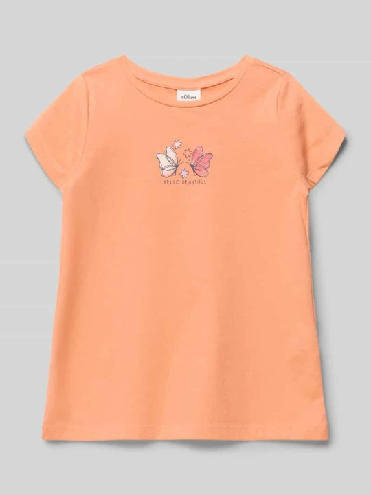 Zdjęcie produktu t-shirt o kroju regular fit z czystej bawełny s.Oliver Morelowy