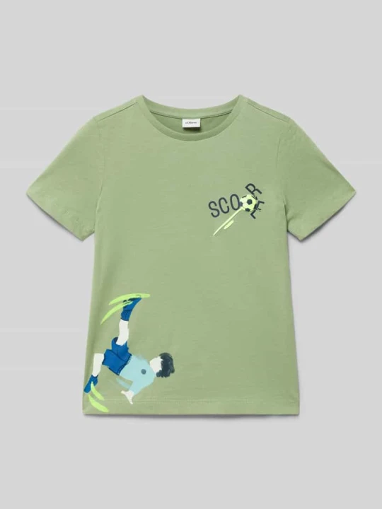 Zdjęcie produktu t-shirt o kroju regular fit z czystej bawełny s.Oliver Trzcinowy