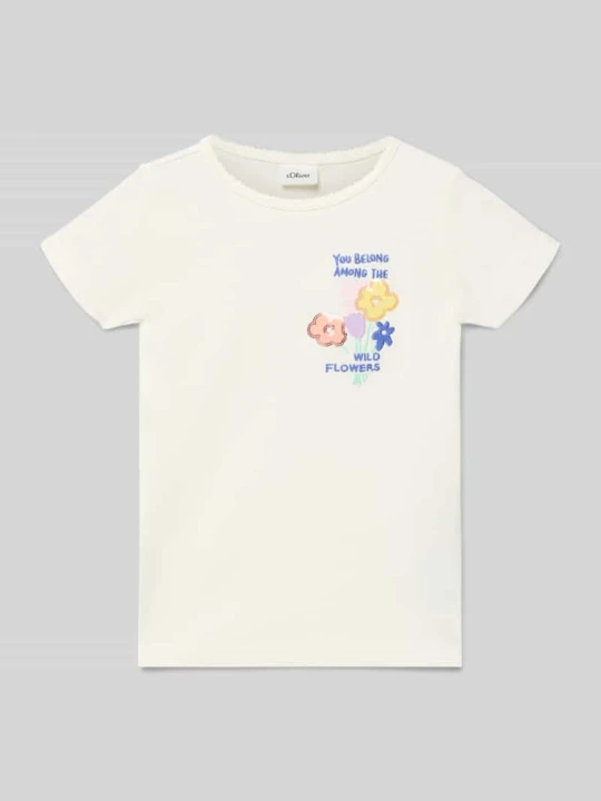 Zdjęcie produktu T-shirt o kroju regular fit z czystej bawełny s.Oliver Écru