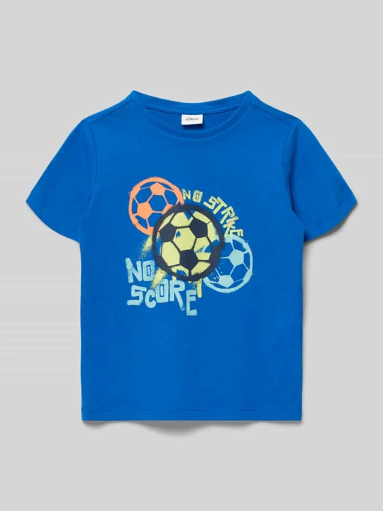 Zdjęcie produktu t-shirt o kroju regular fit z czystej bawełny s.Oliver Królewski niebieski