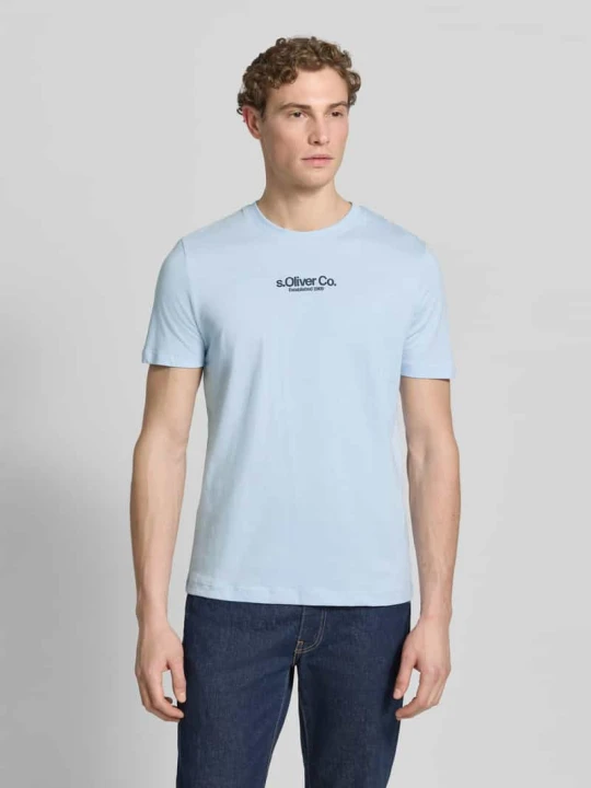 Zdjęcie produktu t-shirt o kroju regular fit z czystej bawełny s.Oliver Jasnoniebieski