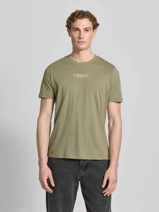 Zdjęcie produktu t-shirt o kroju regular fit z czystej bawełny s.Oliver Khaki