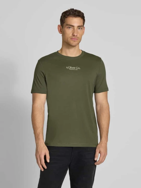 Zdjęcie produktu t-shirt o kroju regular fit z czystej bawełny s.Oliver Ciemnozielony