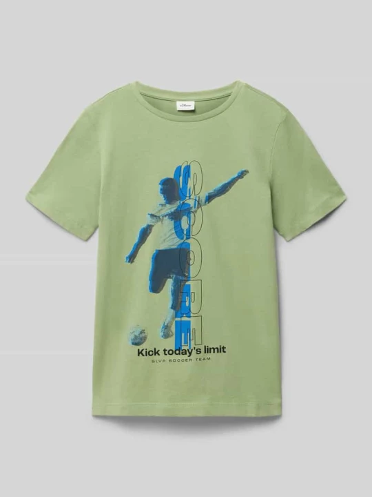 Zdjęcie produktu t-shirt o kroju regular fit z czystej bawełny s.Oliver Trzcinowy