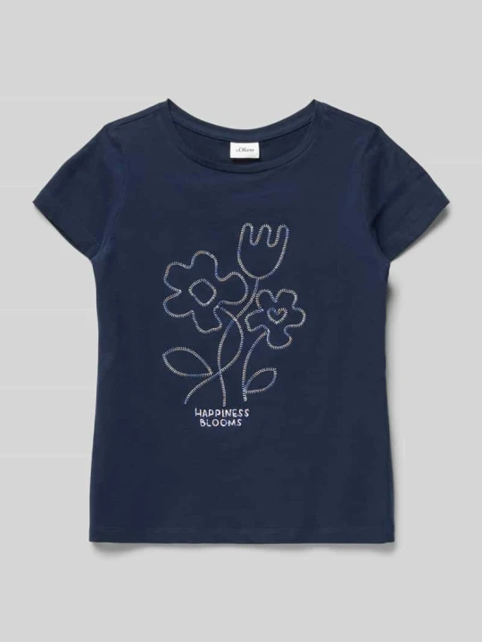 Zdjęcie produktu t-shirt o kroju regular fit z czystej bawełny s.Oliver Granatowy