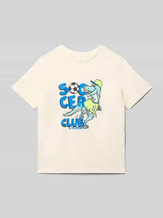 Zdjęcie produktu t-shirt o kroju regular fit z czystej bawełny s.Oliver Écru