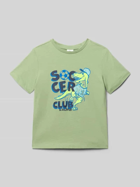 Zdjęcie produktu t-shirt o kroju regular fit z czystej bawełny s.Oliver Trzcinowy