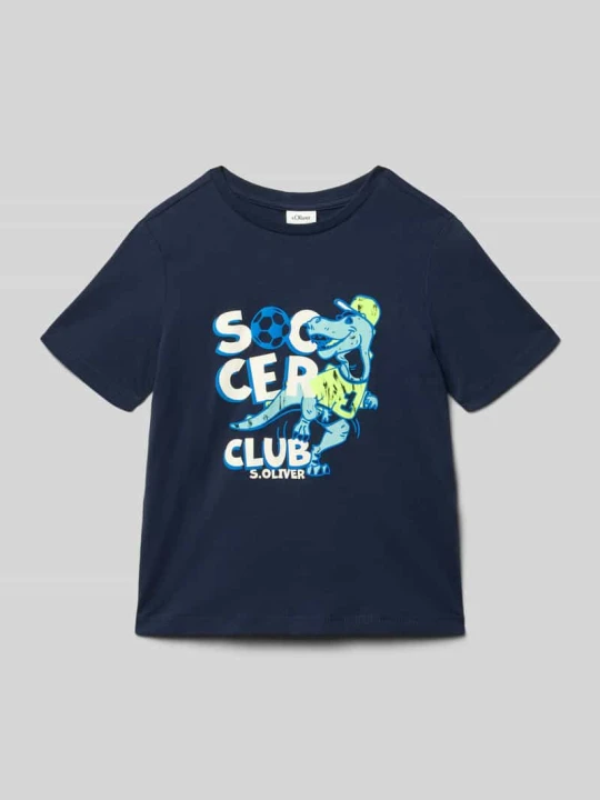 Zdjęcie produktu t-shirt o kroju regular fit z czystej bawełny s.Oliver Granatowy