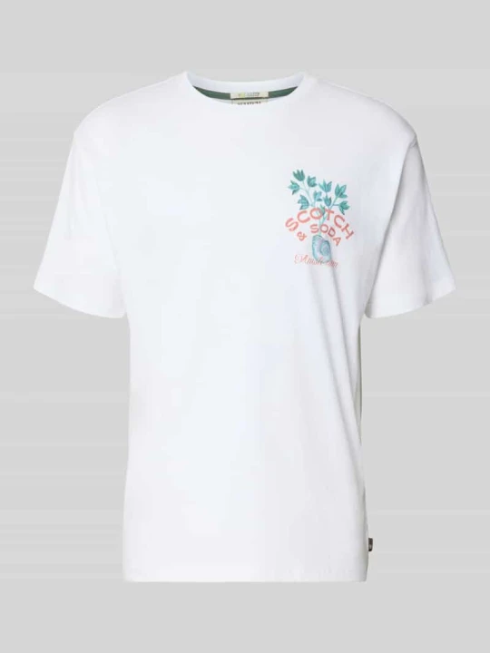 Zdjęcie produktu t-shirt o kroju regular fit z czystej bawełny Scotch & Soda Biały