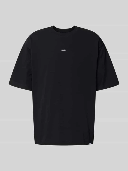 Zdjęcie produktu t-shirt o kroju regular fit z czystej bawełny Seidensticker Czarny