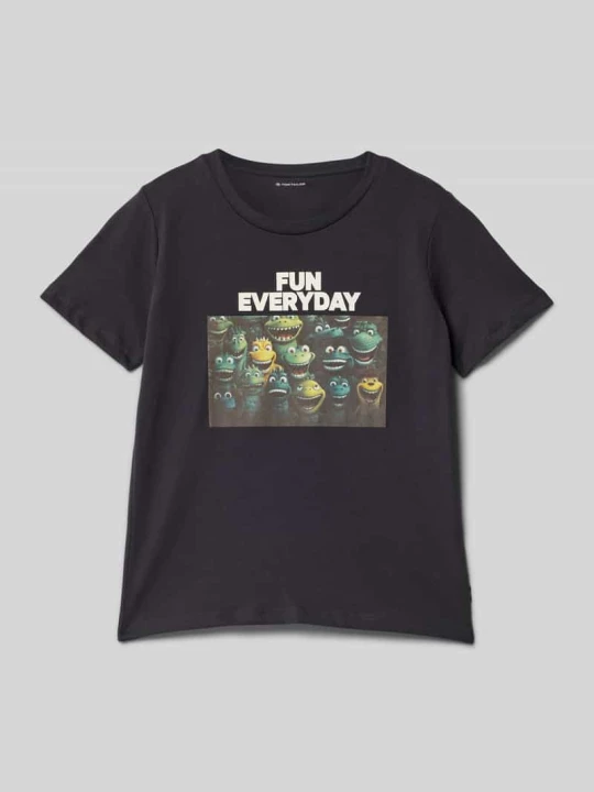 Zdjęcie produktu T-shirt o kroju regular fit z czystej bawełny Tom Tailor Grafitowy
