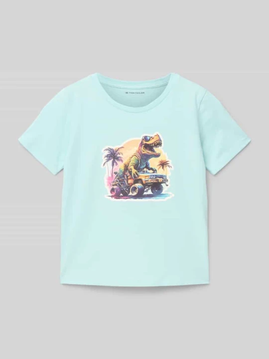 Zdjęcie produktu T-shirt o kroju regular fit z czystej bawełny Tom Tailor Błękitny
