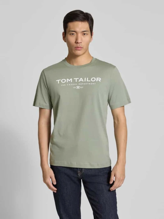 Zdjęcie produktu T-shirt o kroju regular fit z czystej bawełny Tom Tailor Oliwkowy