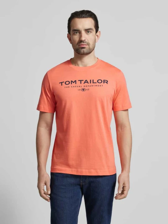 Zdjęcie produktu T-shirt o kroju regular fit z czystej bawełny Tom Tailor Koralowy