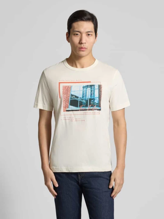 Zdjęcie produktu t-shirt o kroju regular fit z czystej bawełny Tom Tailor Złamany biały melanż