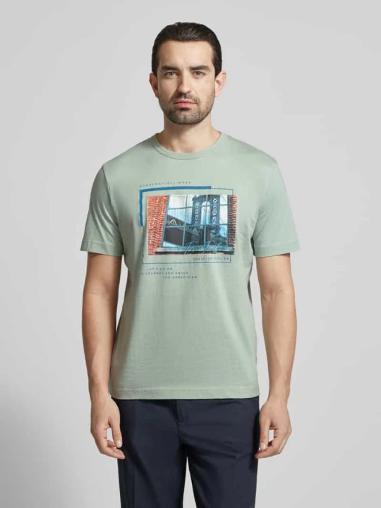 Zdjęcie produktu t-shirt o kroju regular fit z czystej bawełny Tom Tailor Limonkowy