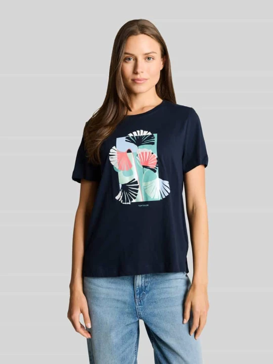 Zdjęcie produktu t-shirt o kroju regular fit z czystej bawełny Tom Tailor Ciemnoniebieski